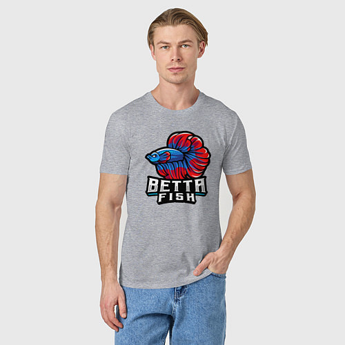 Мужская футболка Бойцовая рыбка / Меланж – фото 3
