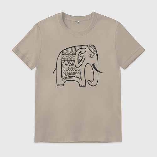 Мужская футболка Миленький слоник / Миндальный – фото 1