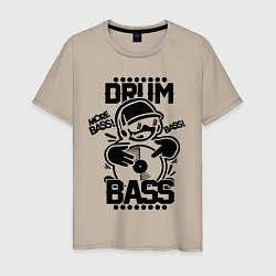 Футболка хлопковая мужская Drum n Bass: More Bass, цвет: миндальный