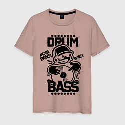 Футболка хлопковая мужская Drum n Bass: More Bass, цвет: пыльно-розовый