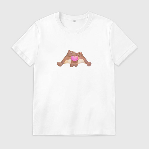 Мужская футболка Влюбленные мишки с сердечком / Белый – фото 1