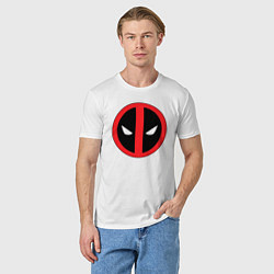 Футболка хлопковая мужская Deadpool logo, цвет: белый — фото 2