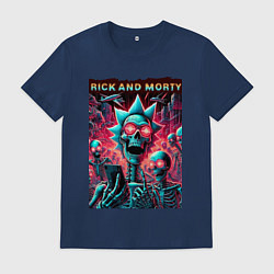Мужская футболка Rick and Morty - neon glow fantasy