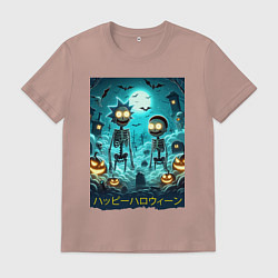 Мужская футболка Rick and Morty skeletons - happy halloween