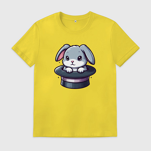 Мужская футболка Серый зайчик сидит в цилиндре / Желтый – фото 1