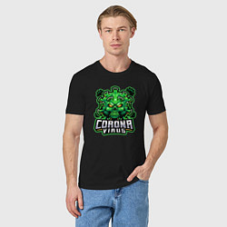 Футболка хлопковая мужская Corona virus, цвет: черный — фото 2