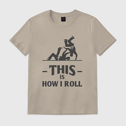 Футболка хлопковая мужская Judo how i roll, цвет: миндальный