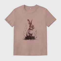 Мужская футболка Кролик на пеньке