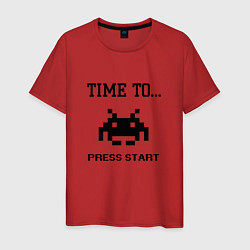 Футболка хлопковая мужская Time to press start, цвет: красный