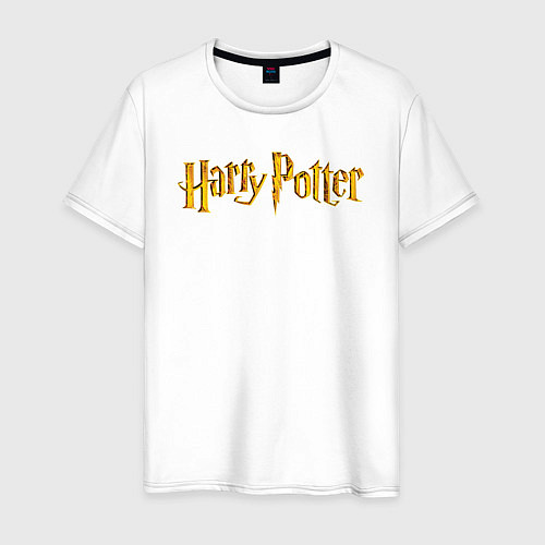 Мужская футболка Harry Potter golden logo / Белый – фото 1