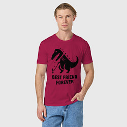 Футболка хлопковая мужская Godzilla best friend, цвет: маджента — фото 2