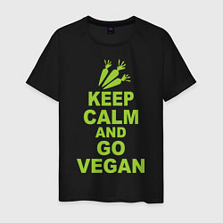 Футболка хлопковая мужская Keep Calm & Go Vegan, цвет: черный