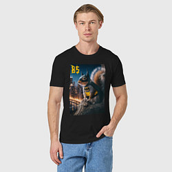 Футболка хлопковая мужская Bat squirrel - ai art fantasy, цвет: черный — фото 2