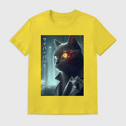 Мужская футболка Black cat - cyberpunk
