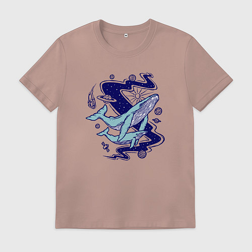 Мужская футболка Космические киты / Пыльно-розовый – фото 1