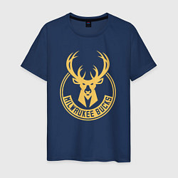Футболка хлопковая мужская NBA Milwaukee Bucks, цвет: тёмно-синий