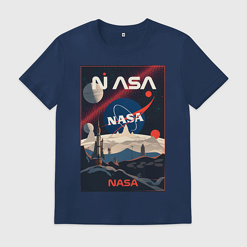 Мужская футболка NASA ретро / Тёмно-синий – фото 1