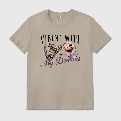 Мужская футболка Vibing with demons / Миндальный – фото 1