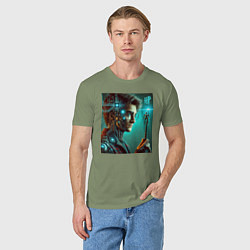 Футболка хлопковая мужская Harry Potter - cyberpunk fantasy, цвет: авокадо — фото 2