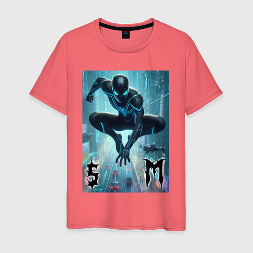 Мужская футболка Spider-man neon glow / Коралловый – фото 1