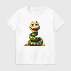 Мужская футболка Зеленая змейка с улыбкой