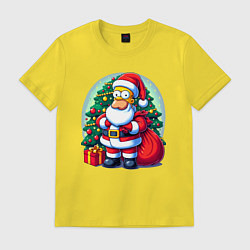 Футболка хлопковая мужская Santa Simpson - ai art, цвет: желтый