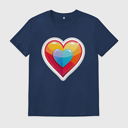 Мужская футболка Разноцветное сердечко с обводкой