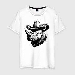 Мужская футболка Носорог ковбой