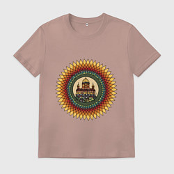 Футболка хлопковая мужская Солнечный храм, цвет: пыльно-розовый