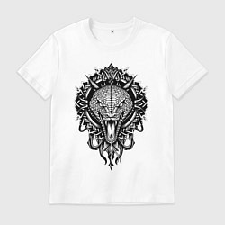 Футболка хлопковая мужская Графичная змея, цвет: белый