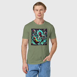Футболка хлопковая мужская Лаборатория Рика Санчеса - нейроарт, цвет: авокадо — фото 2