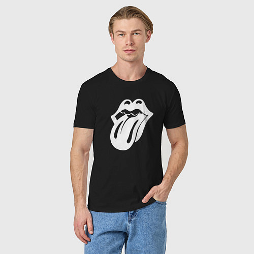 Мужская футболка Rolling Stones - white logo / Черный – фото 3