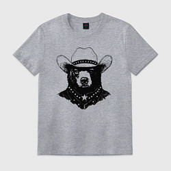 Мужская футболка Медведь ковбой на диком западе