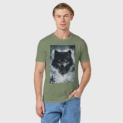 Футболка хлопковая мужская Волк с оскаленной пастью, цвет: авокадо — фото 2