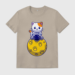 Мужская футболка Котик на луне