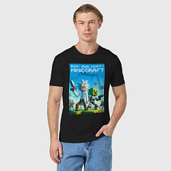 Футболка хлопковая мужская Rick and Morty Minecraft - collaboration, цвет: черный — фото 2