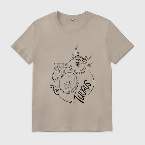 Мужская футболка Телец зодиак / Миндальный – фото 1