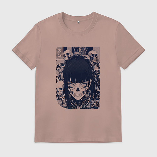 Мужская футболка Кибернетическая девушка-скелет / Пыльно-розовый – фото 1