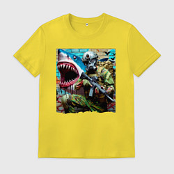Мужская футболка Shark and warrior - graffiti