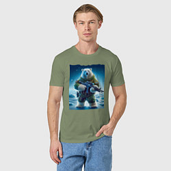 Футболка хлопковая мужская Polar bear - special forces, цвет: авокадо — фото 2