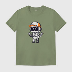 Мужская футболка Дружелюбный робот в бейсболке