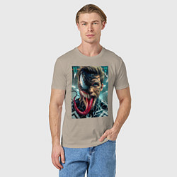 Футболка хлопковая мужская Venom and Eddie - ai art fantasy, цвет: миндальный — фото 2