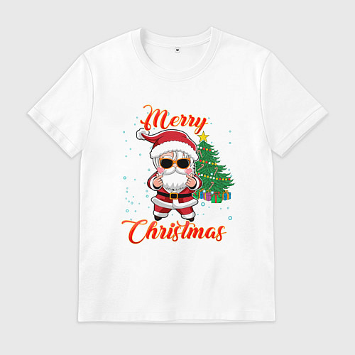 Мужская футболка Дед мороз поздравляет с новым годом / Белый – фото 1