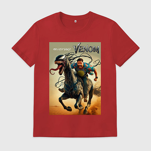 Мужская футболка Eddie rides a symbiote horse - Venom 3 / Красный – фото 1
