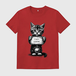 Мужская футболка Котенок преступник съел новогодний шарик