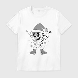 Мужская футболка Новогодний скелетик чб