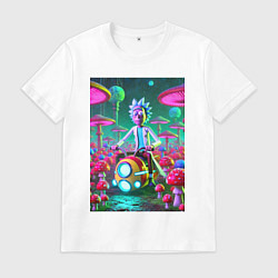 Мужская футболка Рик на космическом мотоцикле - нейроарт