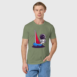 Футболка хлопковая мужская Космонавт яхтсмен, цвет: авокадо — фото 2