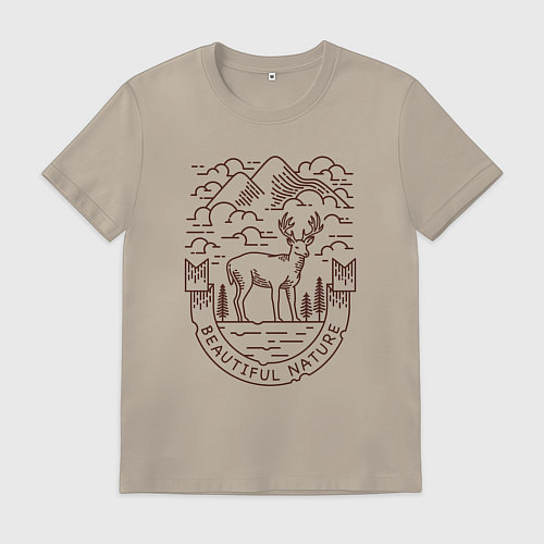 Мужская футболка Дикий и свободный олень / Миндальный – фото 1