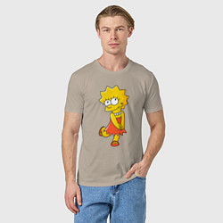 Футболка хлопковая мужская Lisa Simpson, цвет: миндальный — фото 2